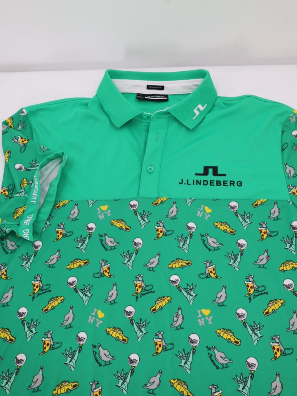 J Lindeberg Polo Shirt Mens Large Jeff Golf Pique Blarney New York Novelty Tour